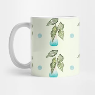 Dotted Begonia Pattern in Light Green | Houseplants | Botanicals | Watercolor Mug